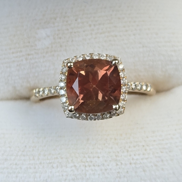 Sunstone diamond ring 14kt - Picture 3 of 7